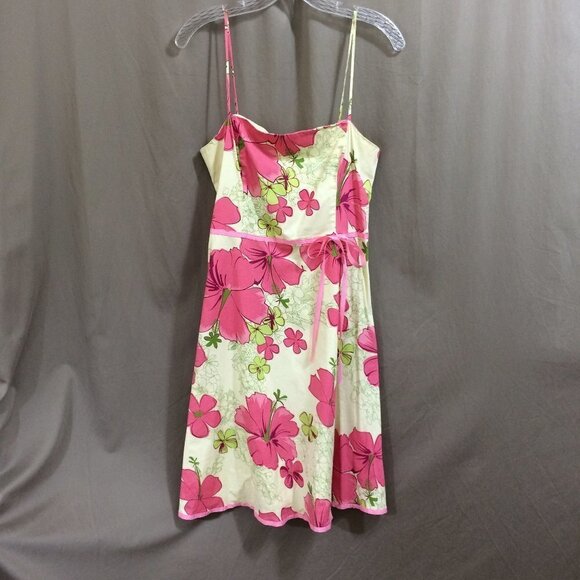 Vintage Dress Fit Flare 1980s Paper Tag Floral Print Cotton Blend Size 13/14 - Picture 1 of 4